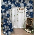 thumbnail image 1 of Balloon Arch kit Balloon Garland - Strong Thick Balloons, Metallic Silver, Light Grey, White&Clear/Chrome Confetti, Birthday Party Decor, Decorations 4 Parties, DIY Wedding Decorations (Navy, 1 of 5