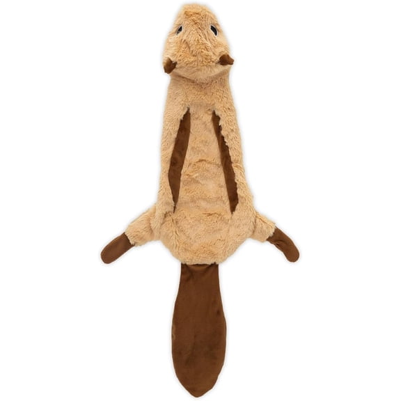 Best Pet Supplies 2-in-1 Stuffless Squeaky Dog Toy, Soft Dog Chew Toys, Squirrel, Medium