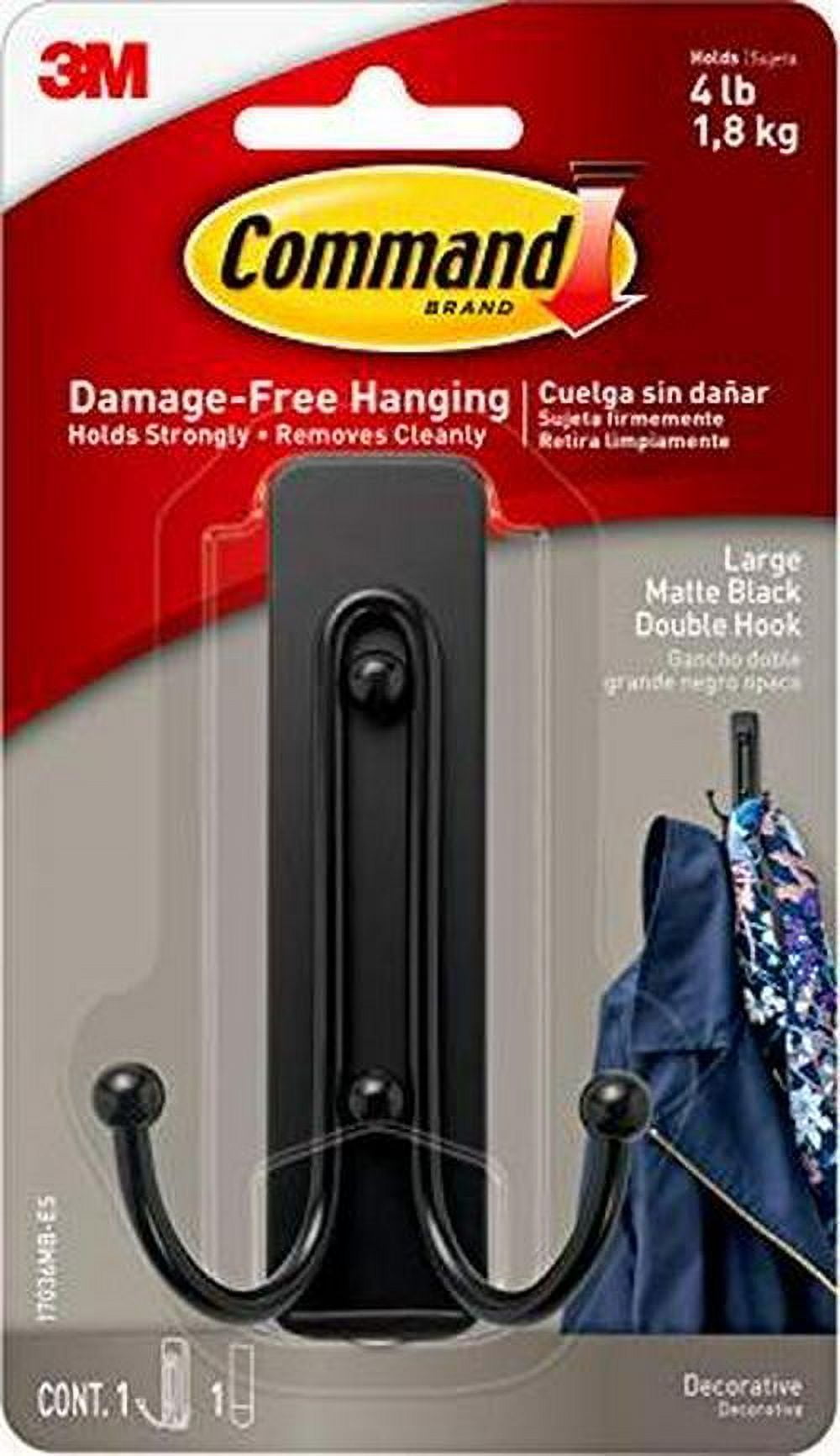 command wall hooks, large, matte black, (17036mbes) decorate damage