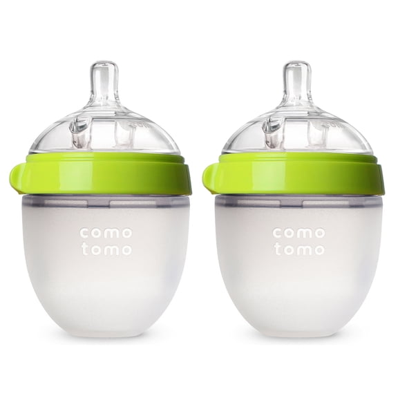 Comotomo Baby Bottle, Green, 5 oz (2 Count)