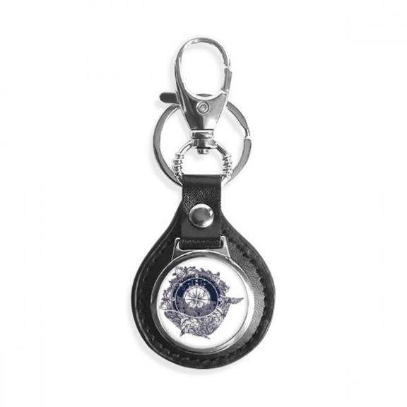 compass flower stars art pattern key link chain keyholder finder hook metal