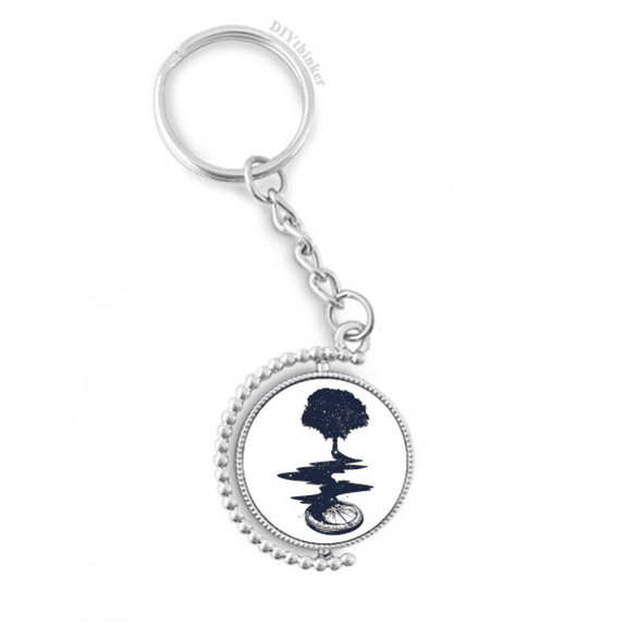 compass stream tree art pattern rotatable keyholder disc accessories chain clip