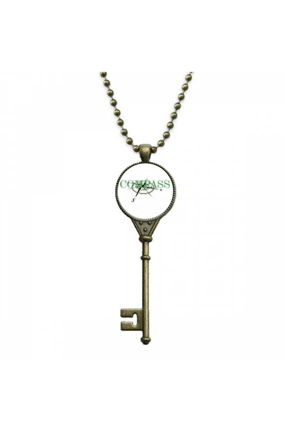compass tool navigation direction key necklace pendant tray embellished chain
