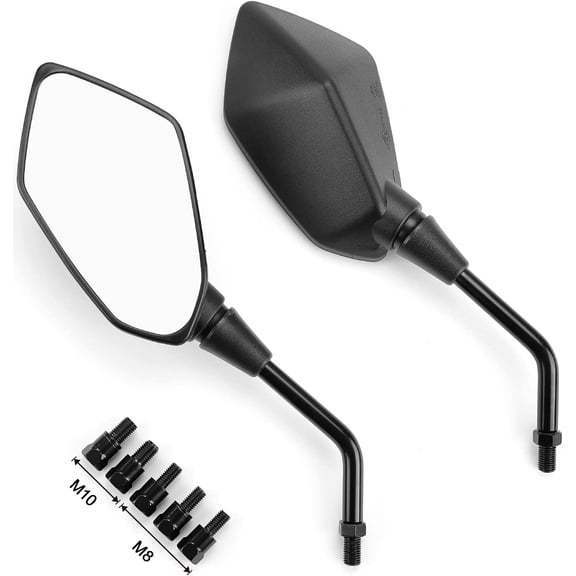 compatible Motorcycle Mirrors, Convex Handlebar Rear View Side Mirror with M8 M10 Bolt, Compatible with Bike, Scooter, ATV, UTV, Dirt Bike and More