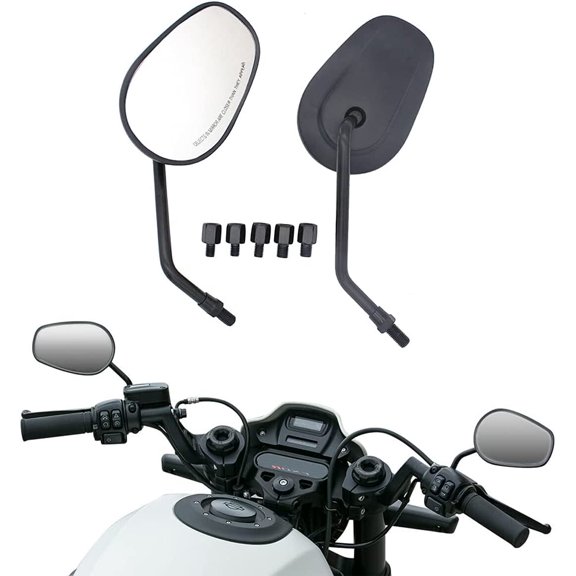 compatible Oval 8mm 10mm Motorcycle Rear View Side Mirrors compatible Honada Suzuki Cruiser Chopper Honda Yamaha kawasak_Premium Gift