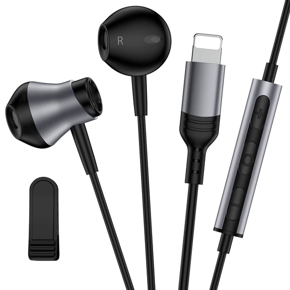 Compatible for iPhone Headphones Earbuds Wired Earphones,GAEF Ergonomic Earphone Plug and Play with Mic & Remote Control Noise Cancelling Compatible for iPhone 14/13/12/SE/11/XR/XS/X/8/8Plus, Black