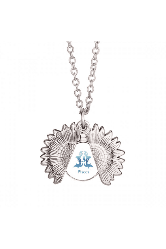 complex confidence pisces sunflower necklace pendant locket jewelry