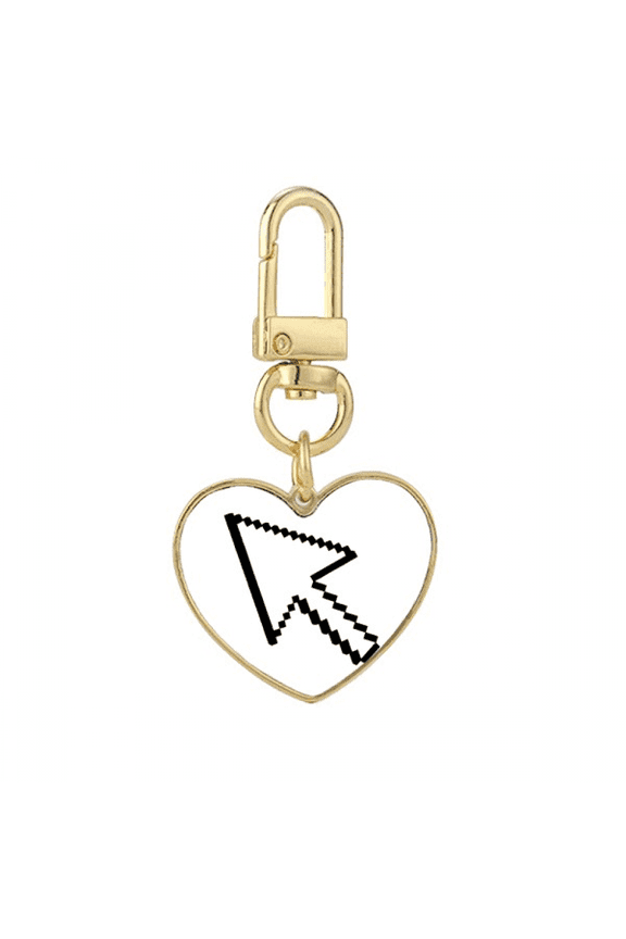 computer mouse arrow gold heart keychain metal keyring holder