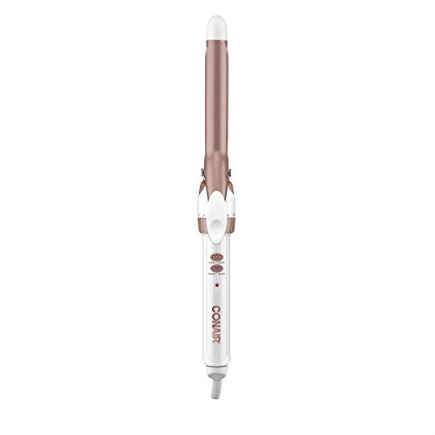 conair double ceramic curling iron, 3/4-inch curling iron, white / rose gold