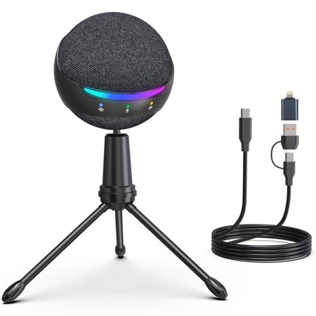 ZealSound USB Microphone for iPhone/PC, RGB Mic with Touch Mute, Noise Cancel, Real-Time Monitor for Podcast, ASMR, YouTube, Zoom