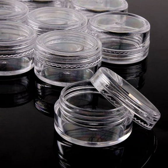 conditiclusy 50 Pieces 5g Empty Clear Plastic Pot Jars with Lids Round Cosmetic Sample Containers Mini Travel Jars for Storage of Creams Lipsticks Ear Studs