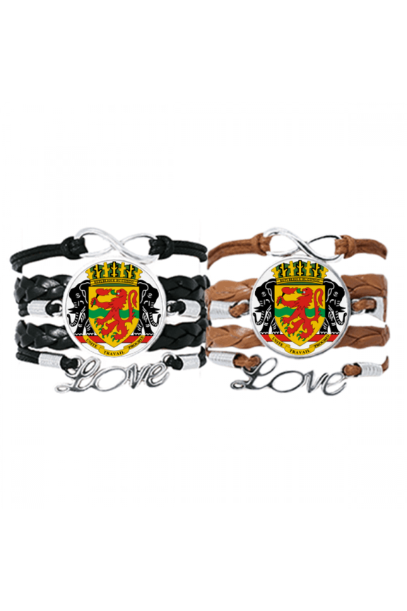 congo national emblem country bracelet hand strap leather wristband double set