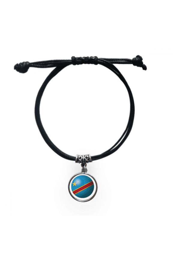 congo national flag soccer football bracelet leather wristband black jewelry