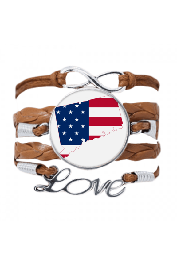connectic usa map stars tripes flag shape bracelet love chain ornament wristband