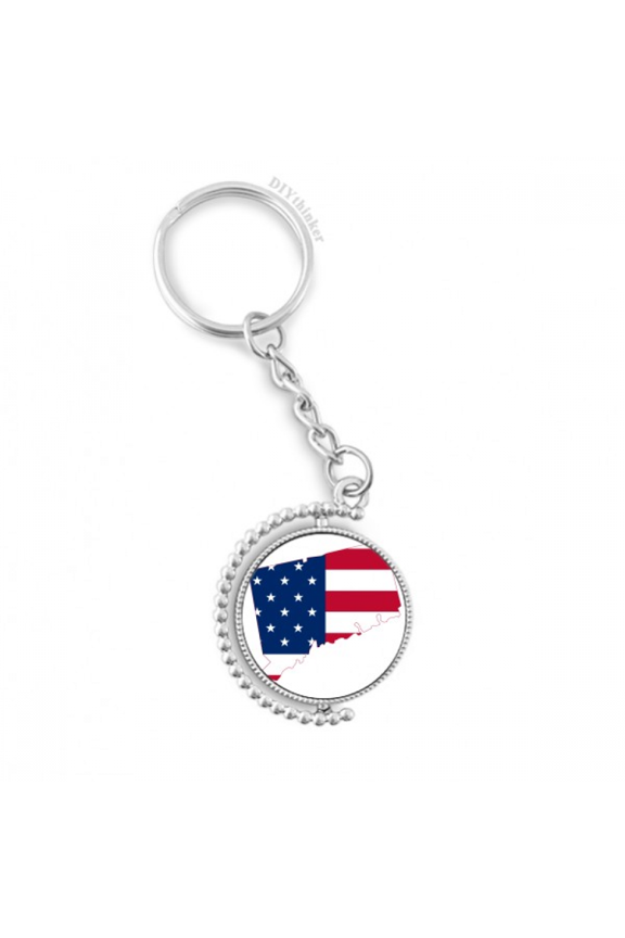 connectic usa map stars tripes flag shape rotatable keyholder disc accessories chain clip