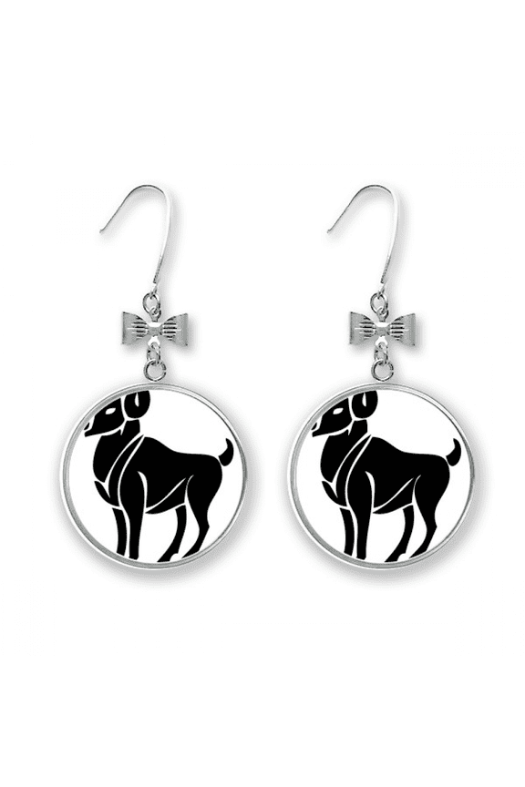 constellation aries zodiac symbol bow earrings drop stud pierced hook
