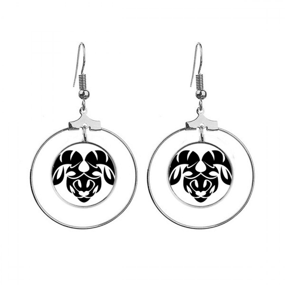 constellation aries zodiac symbol earrings dangle hoop jewelry drop circle