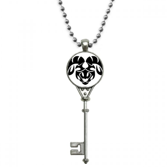 constellation aries zodiac symbol pendant vintage necklsilver key jewelry