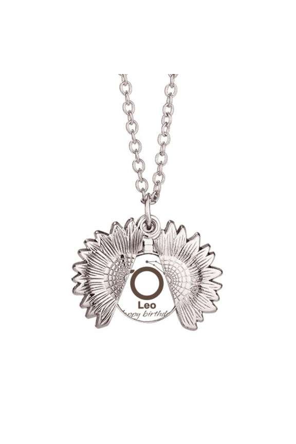 constellation fate birthday celebration leo sunflower necklace pendant locket jewelry