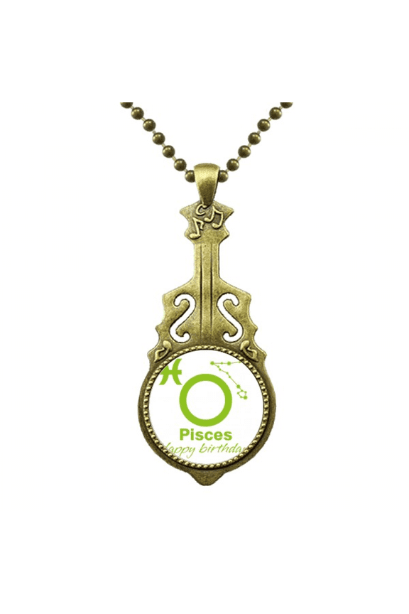 constellation fate birthday celebration pisces necklace antique guitar jewelry music pendant