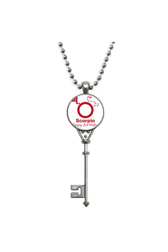 constellation fate birthday celebration scorpio pendant vintage necklsilver key jewelry