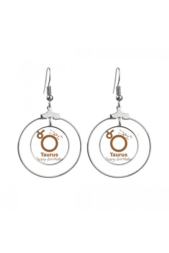 constellation fate birthday celebration taurus earrings dangle hoop jewelry drop circle