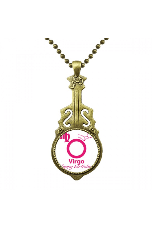 constellation fate birthday celebration virgo necklace antique guitar jewelry music pendant