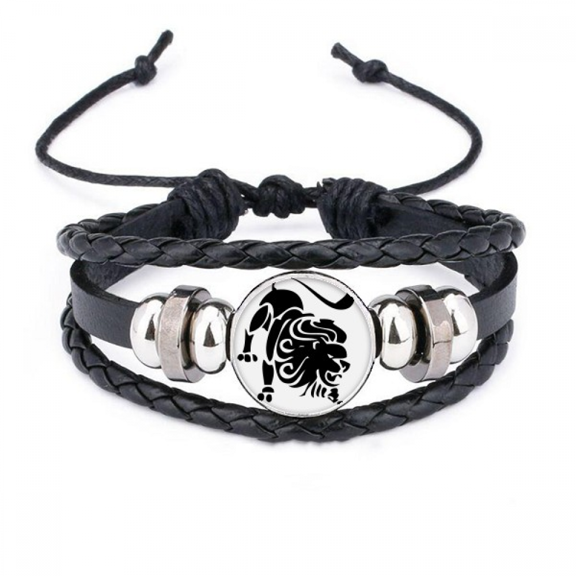 constellation leo zodiac sign bracelet braided leather woven wristband
