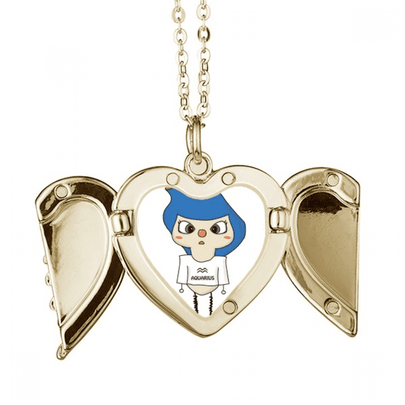 constellation luck tendency uranus uu folded wings peach heart pendant necklace