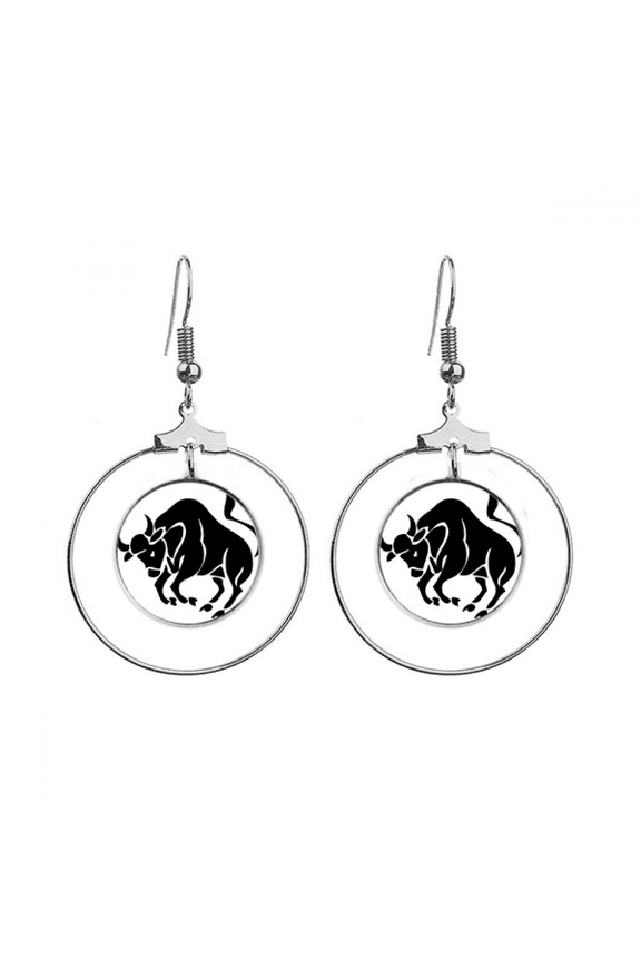 constellation taurus zodiac sign earrings dangle hoop jewelry drop circle
