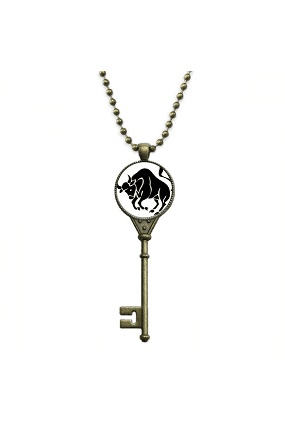 constellation taurus zodiac sign key necklace pendant tray embellished chain