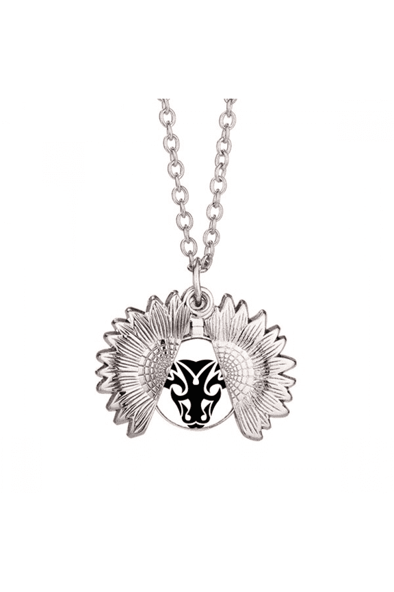 constellation taurus zodiac symbol sunflower necklace pendant locket jewelry