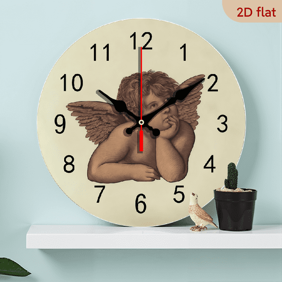 The contemplative angel.1 pc wall clock.Accurate timing, frameless design, simple and elegant. Silent movement, silent walking, healthy sleep every day,10*10inch.