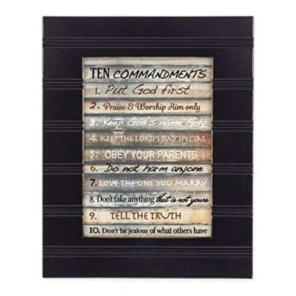 contemporary ten commandments black with gold trim 8 x 10 framed wall art plaque