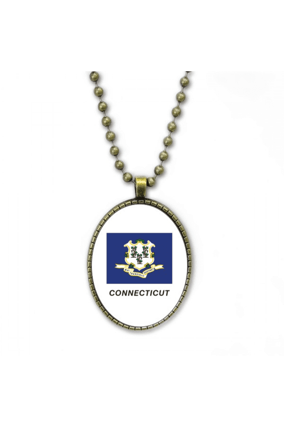 contour american state flag connecticut necklace vintage chain bead pendant jewelry collection