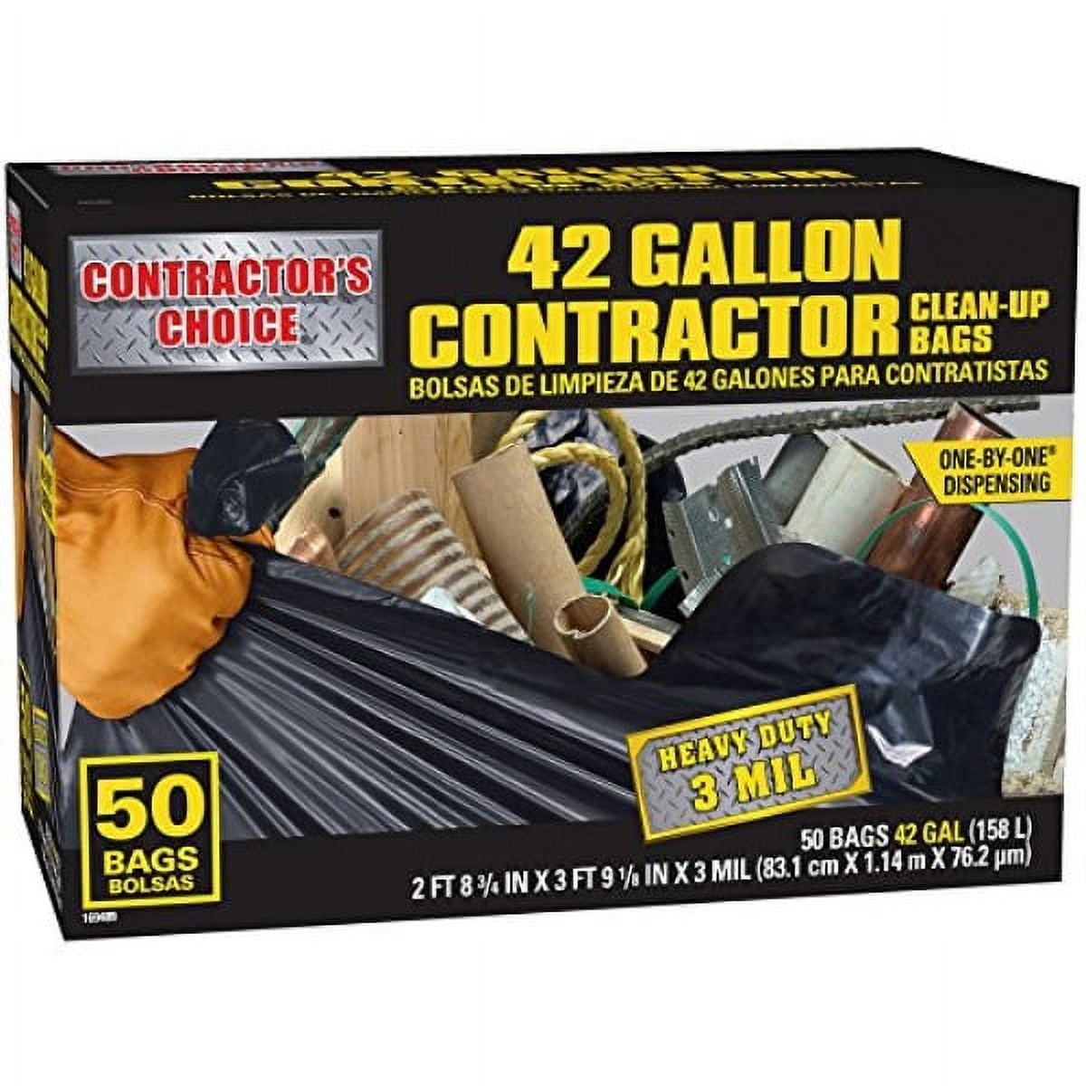 contractor's choice 50-count 42-gallon outdoor construction trash bags