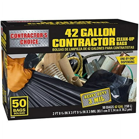 Contractor's Choice Contractor 42-Gallon Scent free Black Outdoor Plastic Construction Flap Tie Trash Bag 50 -Count