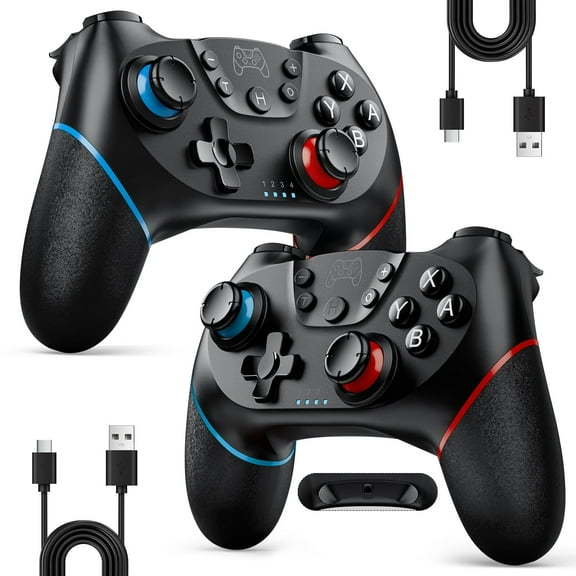 Fousixdi Wireless Controller for Switch 2/Switch/Lite/OLED, 2 pack, Turbo/Ergonomic (Black&Black)