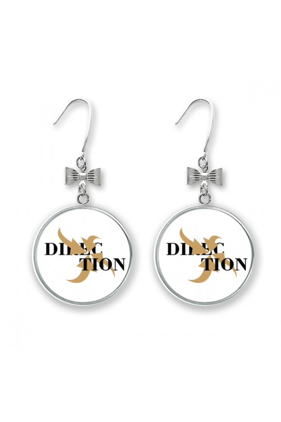 converging direction indication center bow earrings drop stud pierced hook