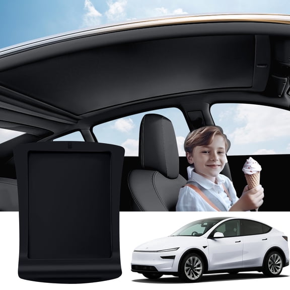 cooboom Electric Sunshade Roof for Tesla Model Y Juniper 2025 2026, 99.9% UV Heat Insulation Electric Sunroof Shade with Single Front Switch Hidden Wire