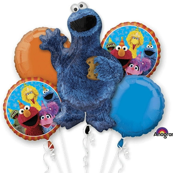 cookie monster character authentic licensed theme foil balloon bouquet