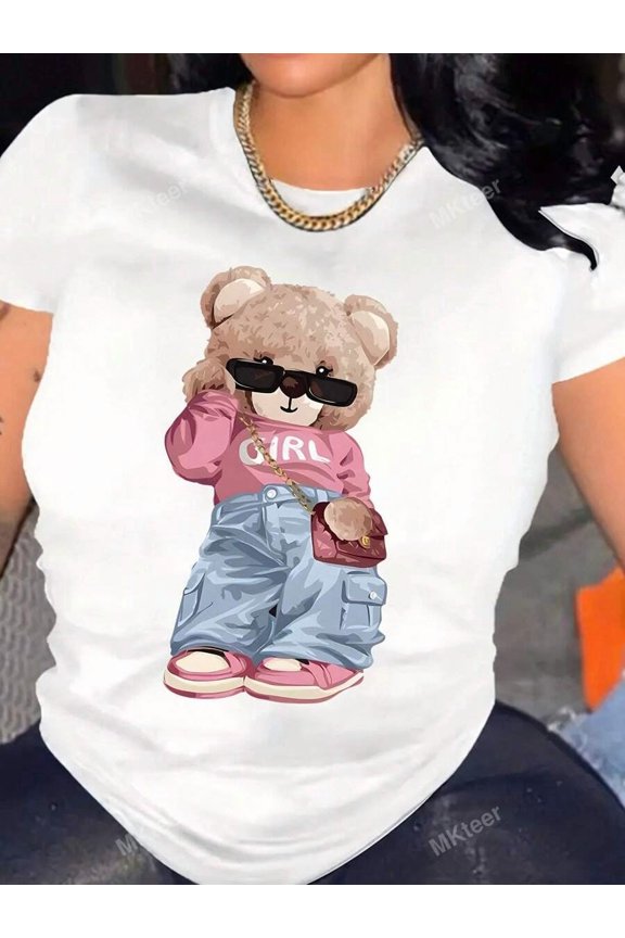 cool and cute short-sleeved top with printed patterns is comfortable for summer