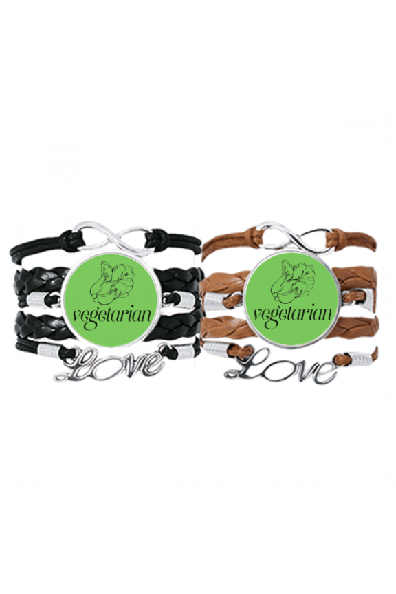 cool vegetarian art deco fashion bracelet hand strap leather wristband double set