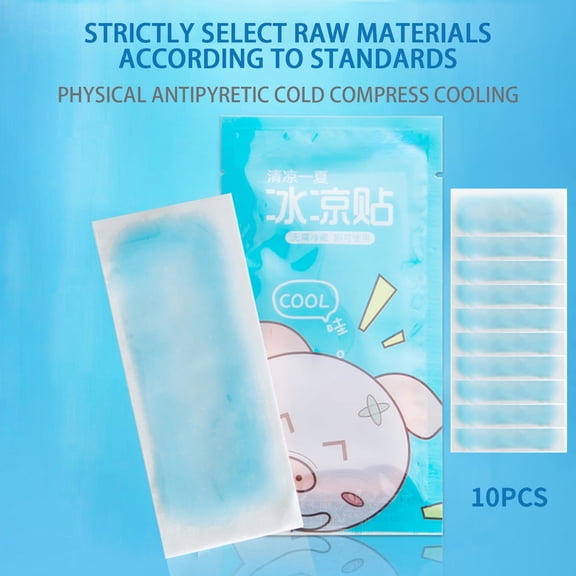 cooling patch for Infants and Adults - Heat Reduction Stickers for Fever Relief, Instant Cooling with Hydrophilic Polymer Gel Mint（10 PCS）