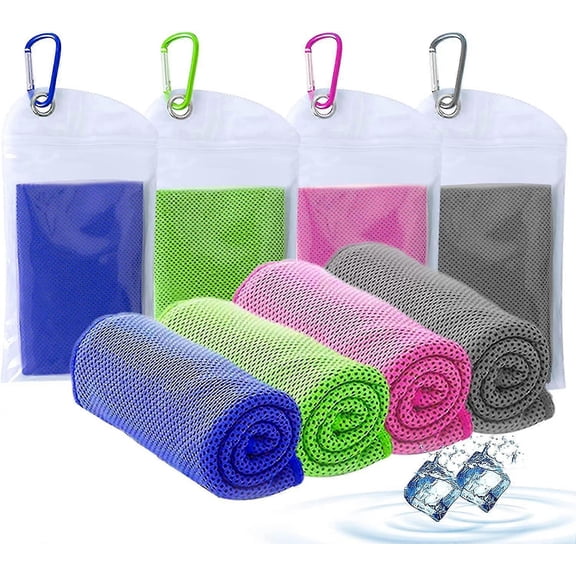 cooling towels 4 pack, microfiber cooling towel for neck, super absorbent cold towel