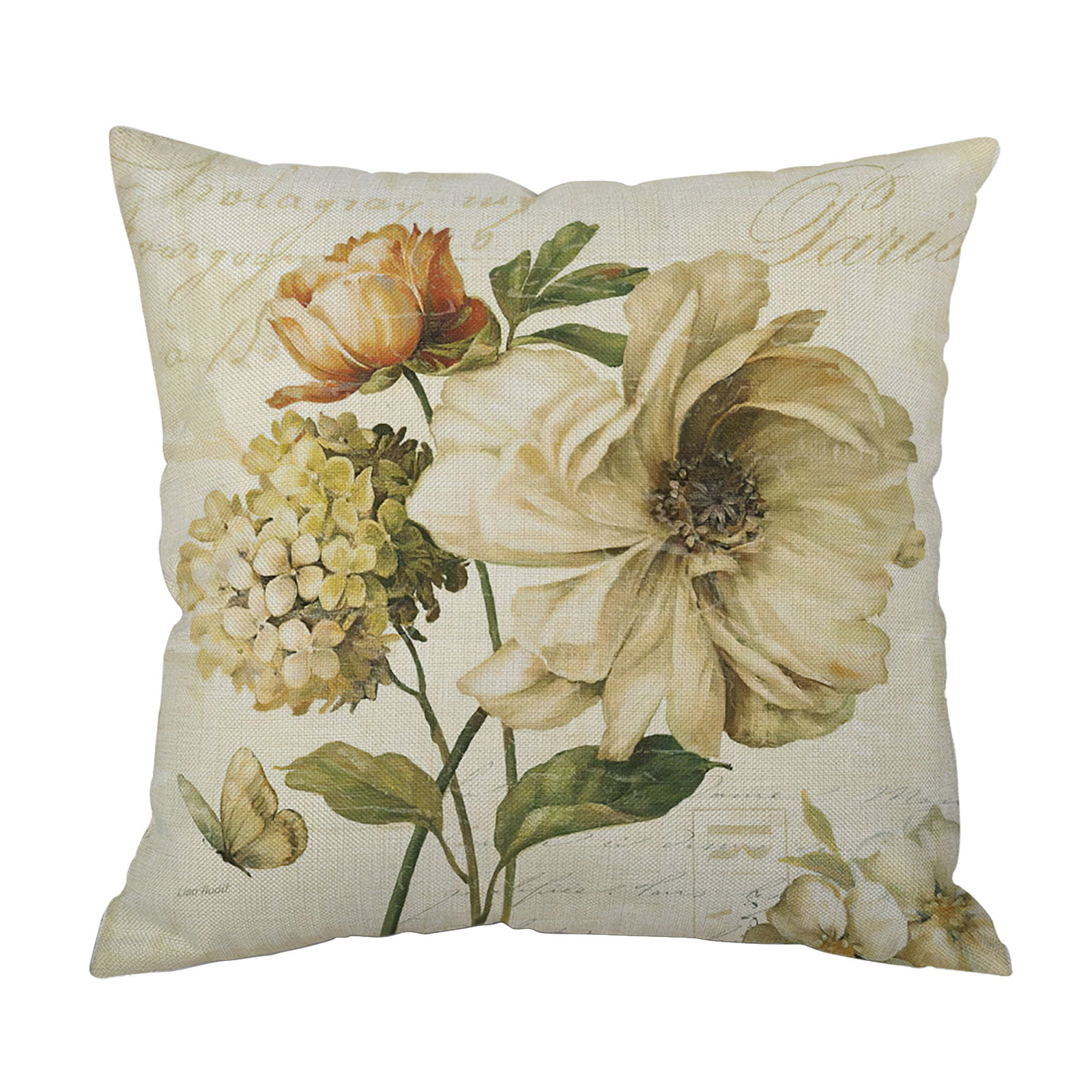 coop pillowSimple And Creative Linen Pillowcase American Flower Cushion Green Flower Leaf