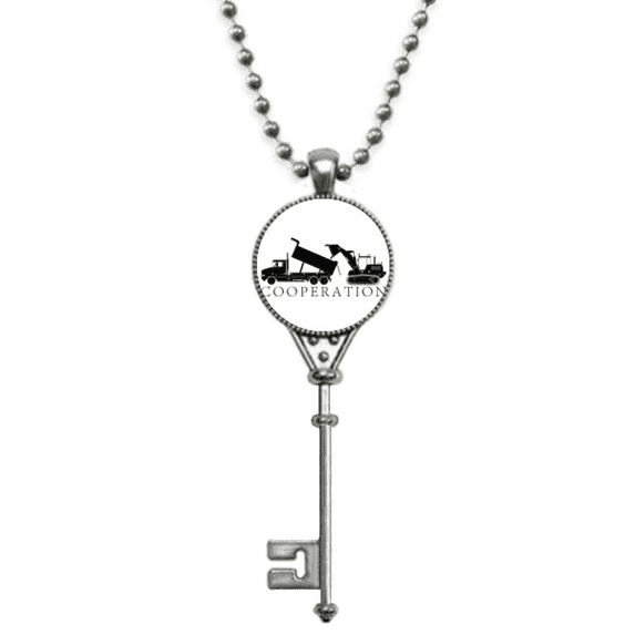 cooperative transport sediment trucks pendant vintage necklsilver key jewelry