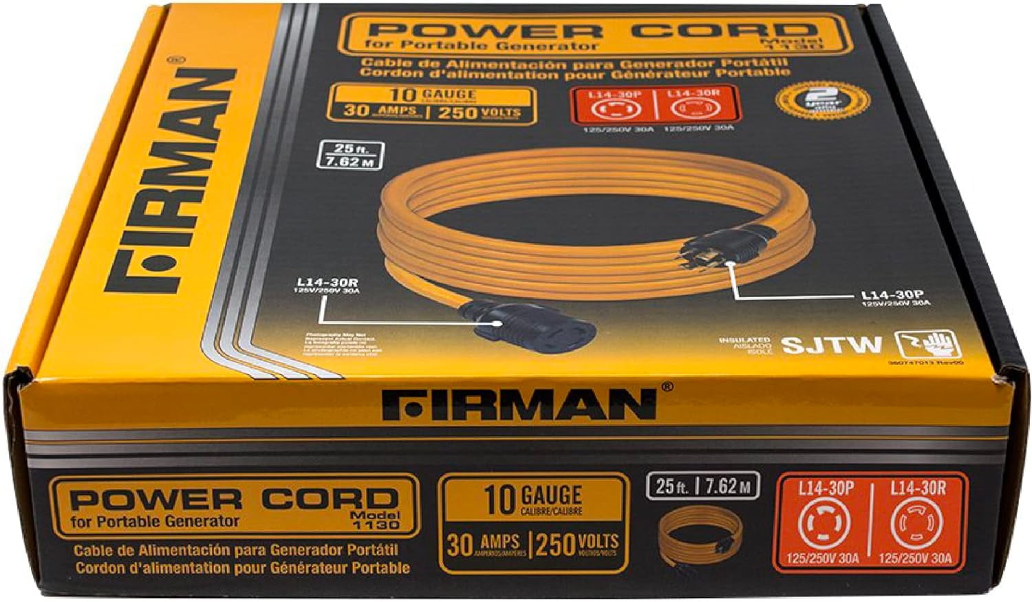 cord with storage strap, 10awg, 30 amp wiring, fully insulated