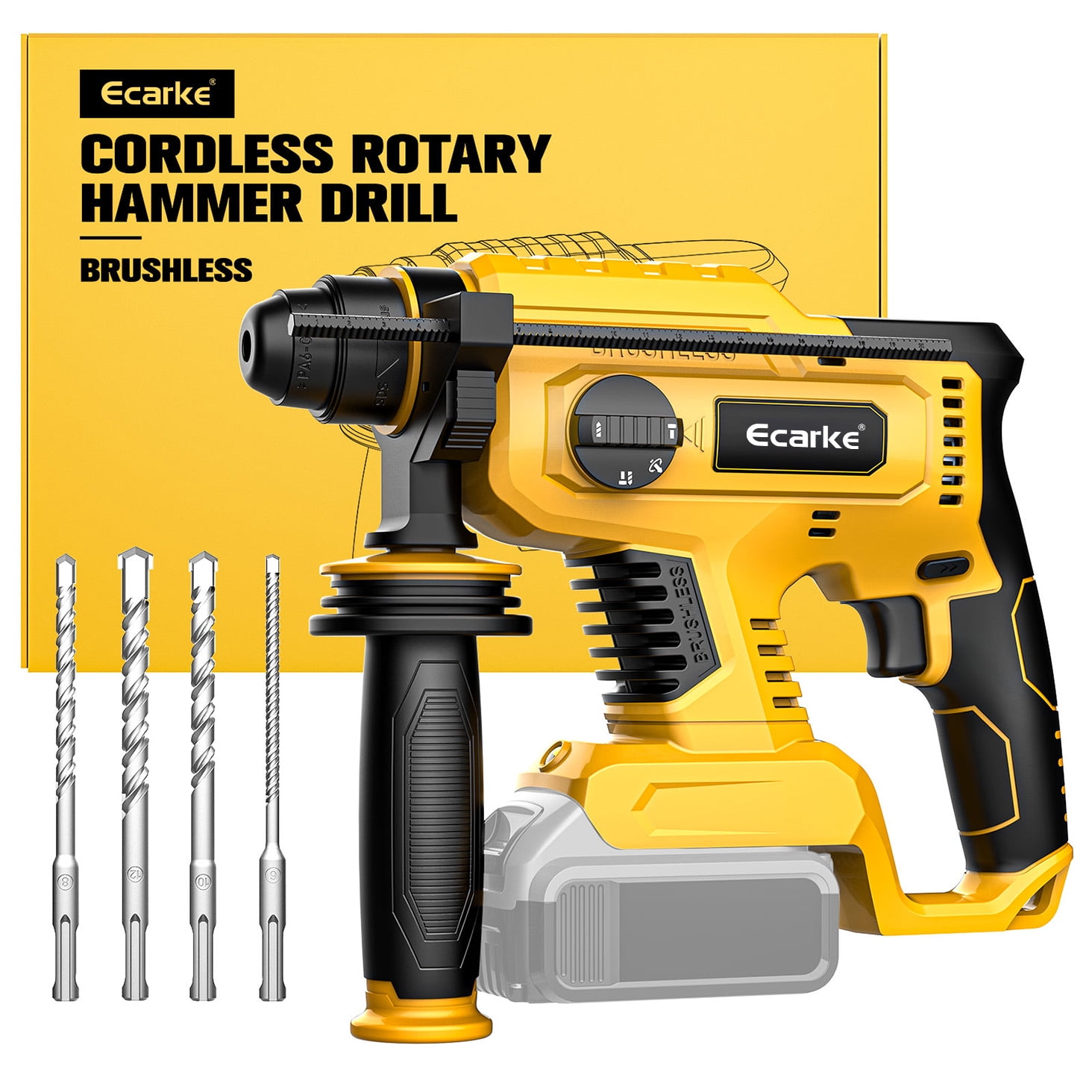 cordless rotary impact drill compatible with Dewalt 20V batteries， brushless SDS-Plus type impact drill specifically designed for concrete and masonry (battery not included)