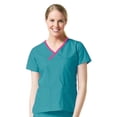 thumbnail image 1 of core by maevn women's y-neck mock wrap solid scrub top, 1 of 2